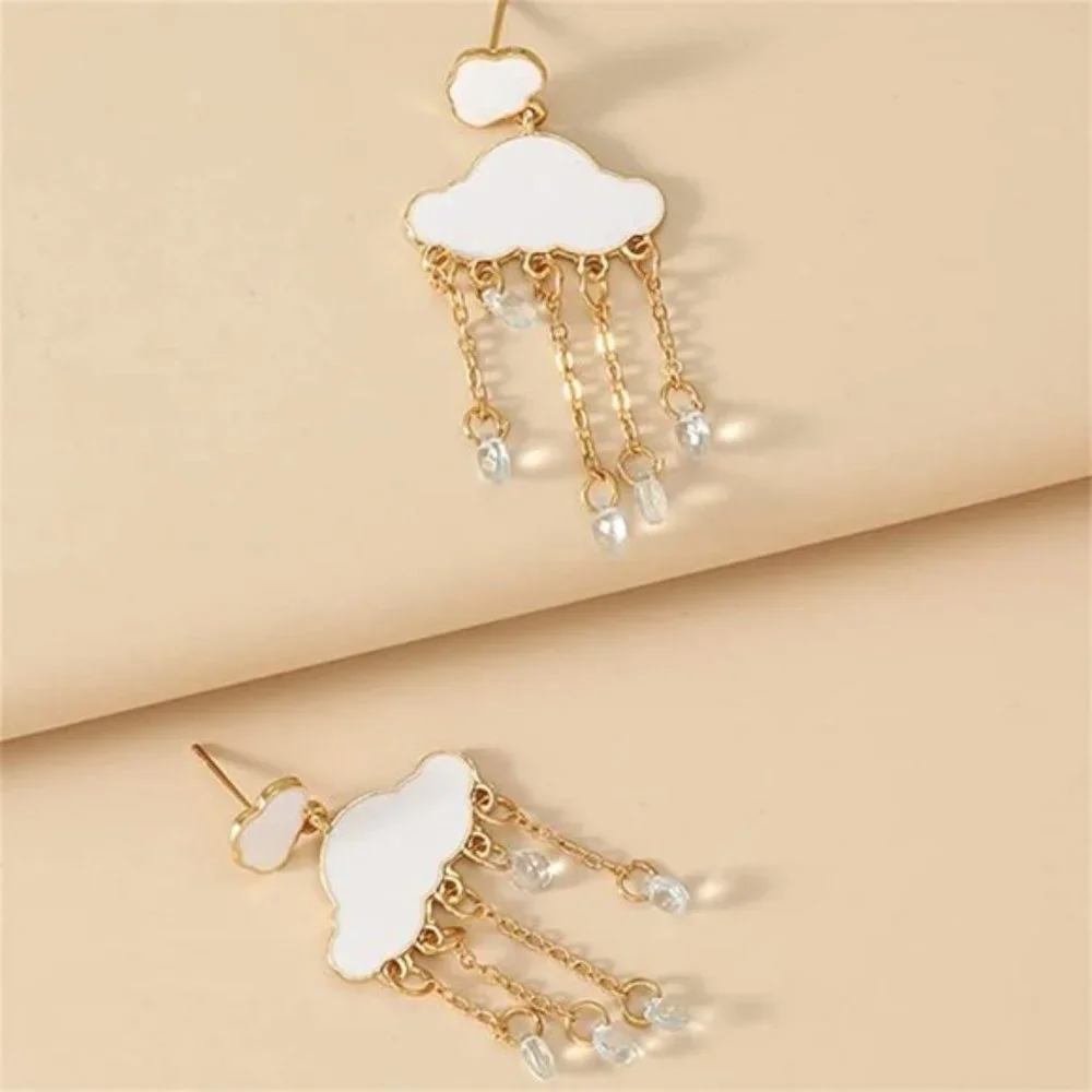 Cloud Drop Gold Earrings - Picture 6 of 7